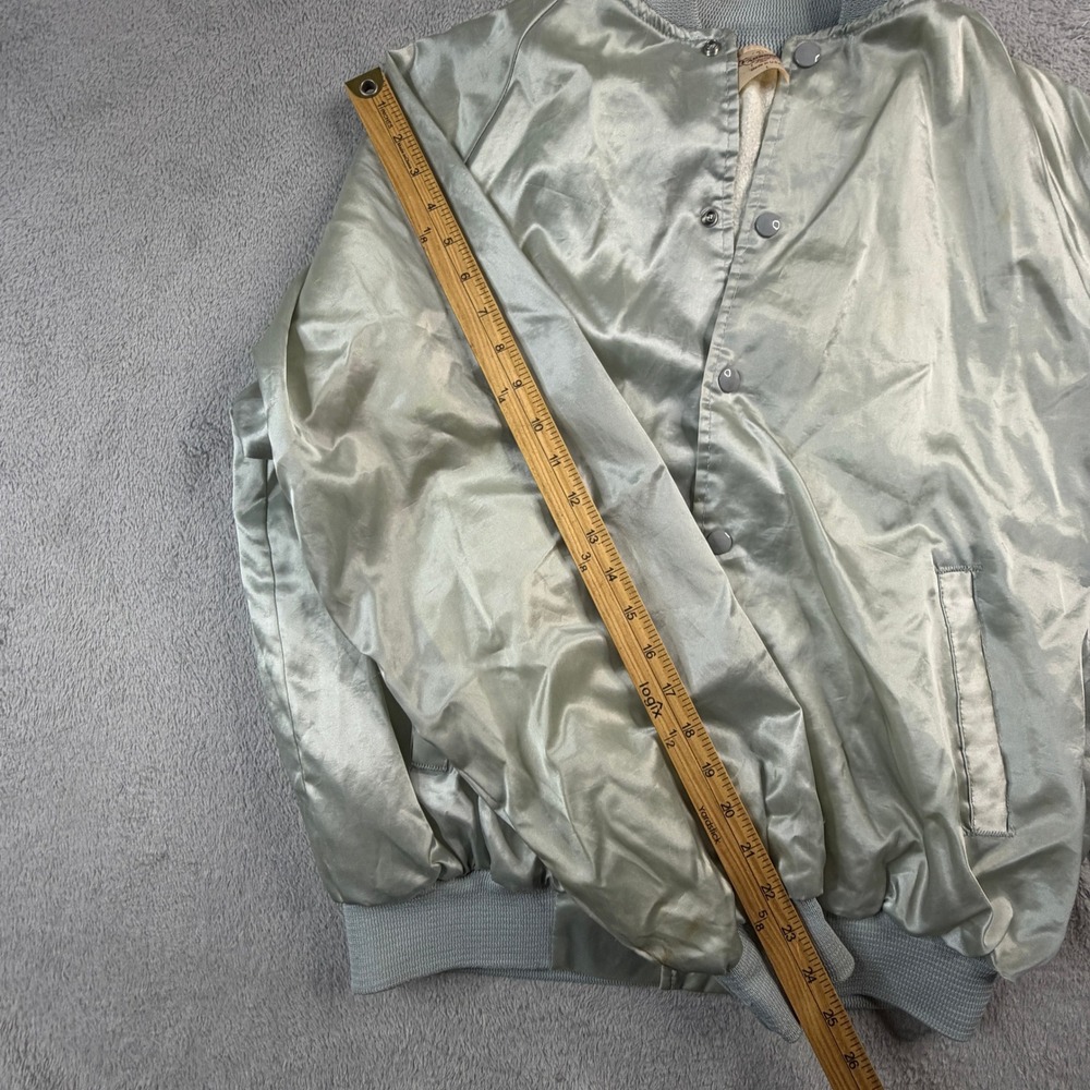 Vintage Auburn Sportswear Satin Jacket Men's Large Silver South Jackson USA - Picture 8 of 9